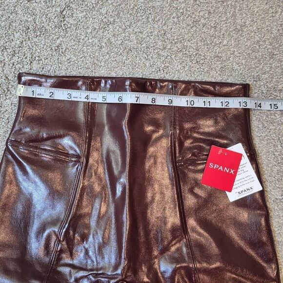SPANX FAUX PATENT LEATHER Leggings Pants Ruby Size M - Picture 7 of 8
